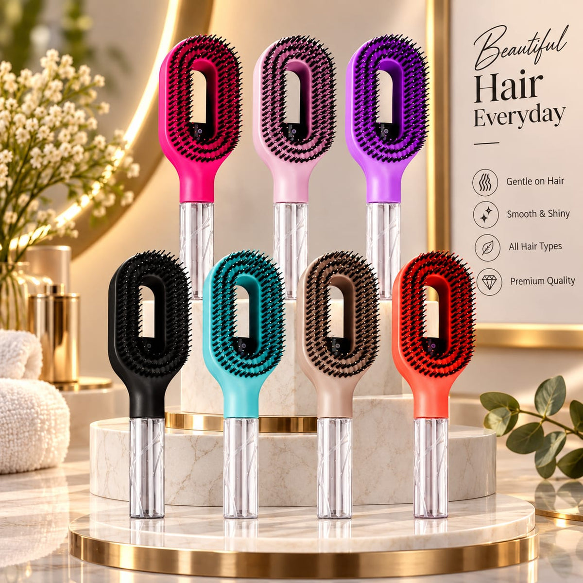 New Water Spraying Hair Comb, Anti-Frizz Smoothing Hair Brush With Essential Oil Conditioning Spray Function